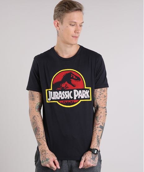 Camiseta-Masculina-Jurassic-Park-Manga-Curta-Gola-Careca-Preta-9154215-Preto_1