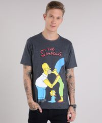 Camiseta-Masculina-Homer-e-Marge-Os-Simpsons-Manga-Curta-Gola-Careca-Cinza-Mescla-Escuro-9150168-Cinza_Mescla_Escuro_1