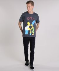Camiseta-Masculina-Homer-e-Marge-Os-Simpsons-Manga-Curta-Gola-Careca-Cinza-Mescla-Escuro-9150168-Cinza_Mescla_Escuro_3