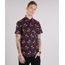 Camisa-Masculina-Estampada-de-Flamingos-com-Bolso-Manga-Curta-Preta-9109821-Preto_1