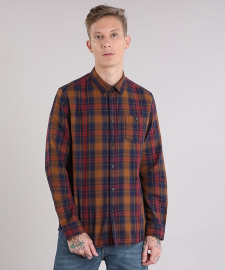 Camisa-Masculina-Xadrez-com-Bolso-Manga-Longa-Caramelo-8886528-Caramelo_1 Camisa-Masculina-Xadrez-com-Bolso-Manga-Longa-Caramelo-8886528-Caramelo_1