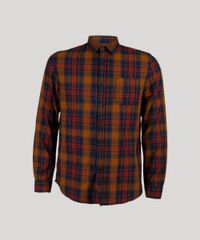 Camisa-Masculina-Xadrez-com-Bolso-Manga-Longa-Caramelo-8886528-Caramelo_5