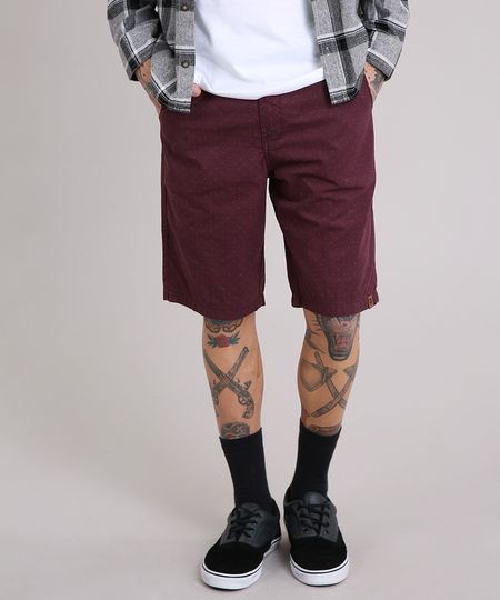 Bermuda-Masculina-Estampada-de-Poa-com-Bolsos-Vinho-9137812-Vinho_1
