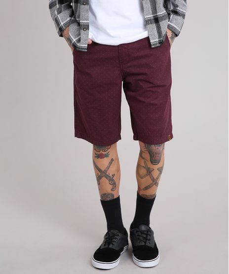 Bermuda-Masculina-Estampada-de-Poa-com-Bolsos-Vinho-9137812-Vinho_1