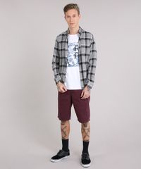 Bermuda-Masculina-Estampada-de-Poa-com-Bolsos-Vinho-9137812-Vinho_3