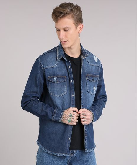 Jaqueta-Masculina-com-Barra-Desfiada-e-Puidos-Azul-Escuro-9166445-Azul_Escuro_1