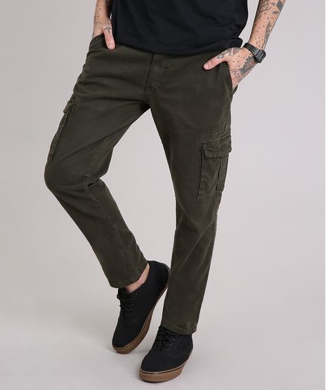 Calca-Masculina-Cargo-Slim-com-Bolsos-em-Algodao---Sustentavel-Verde-Militar-9108451-Verde_Militar_1