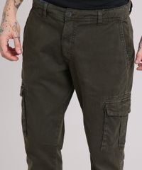 Calca-Masculina-Cargo-Slim-com-Bolsos-em-Algodao---Sustentavel-Verde-Militar-9108451-Verde_Militar_4