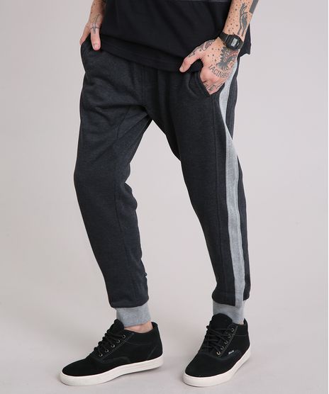Calca-Masculina-Relaxed-em-Moletom-com-Recortes-Cinza-Mescla-Escuro-8862141-Cinza_Mescla_Escuro_1