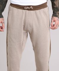Calca-Masculina-Relaxed-em-Moletom-com-Recortes-Bege-8862141-Bege_4