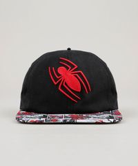 Bone-Infantil-com-Bordado-Homem-Aranha-Aba-Reta-Preto-9131275-Preto_1
