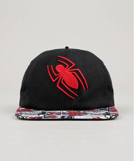 Bone-Infantil-com-Bordado-Homem-Aranha-Aba-Reta-Preto-9131275-Preto_1