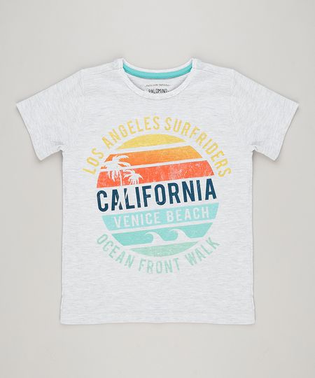 Camiseta-Infantil--Los-Angeles-Surfriders--Manga-Curta-Gola-Careca--Cinza-Mescla-Claro-9227986-Cinza_Mescla_Claro_1