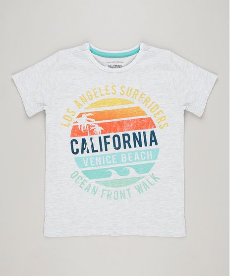 Camiseta-Infantil--Los-Angeles-Surfriders--Manga-Curta-Gola-Careca--Cinza-Mescla-Claro-9227986-Cinza_Mescla_Claro_1