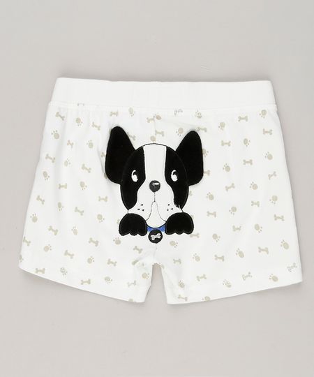 Short-Infantil-Cachorro-com-Estampa-de-Patinhas-e-Ossinhos-em-Algodao---Sustentavel-Off-White-8941308-Off_White_1