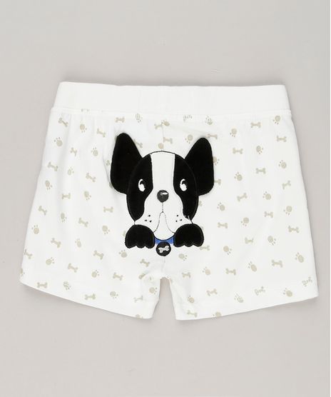 Short-Infantil-Cachorro-com-Estampa-de-Patinhas-e-Ossinhos-em-Algodao---Sustentavel-Off-White-8941308-Off_White_1