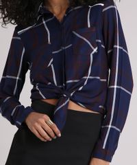 Camisa-Feminina-Xadrez-Manga-Longa-com-Renda-Azul-Marinho-9102855-Azul_Marinho_4