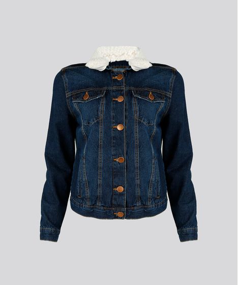 jaqueta jeans feminina sem gola