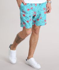 Bermuda-Masculina-Estampada-Floral-com-Bolsos-Verde-Agua-9134181-Verde_Agua_1