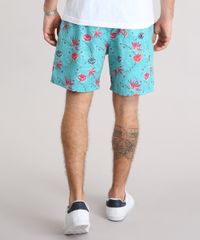 Bermuda-Masculina-Estampada-Floral-com-Bolsos-Verde-Agua-9134181-Verde_Agua_2