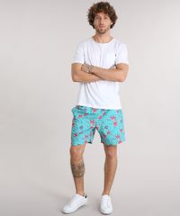 Bermuda-Masculina-Estampada-Floral-com-Bolsos-Verde-Agua-9134181-Verde_Agua_3
