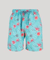 Bermuda-Masculina-Estampada-Floral-com-Bolsos-Verde-Agua-9134181-Verde_Agua_5