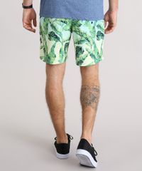 Bermuda-Masculina-Estampada-de-Folhagem-com-Bolsos-Verde-Claro-9134182-Verde_Claro_2