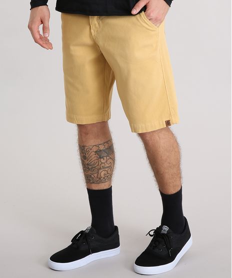 Bermuda-Masculina-Reta-Texturizada-com-Cordao-Amarela-9130180-Amarelo_1