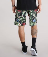 Bermuda-Surf-Masculina-Estampada-de-Folhagem-Preta-9158511-Preto_2