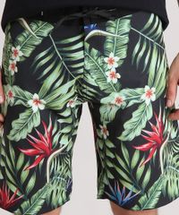 Bermuda-Surf-Masculina-Estampada-de-Folhagem-Preta-9158511-Preto_4
