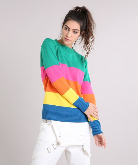 Sueter-Feminino-Listrado-Rainbow-em-Tricot-Multicor-9267897-Multicor_1