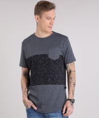 Camiseta-Masculina-Recortes-com-Bolso-Manga-Curta-Gola-Careca-Cinza-Mescla-Escuro-9147925-Cinza_Mescla_Escuro_1