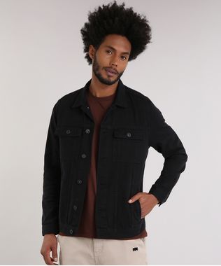 Jaqueta-de-Sarja-Masculina-LAB-Trucker-com-Estampa-Preta-9203956-Preto_1