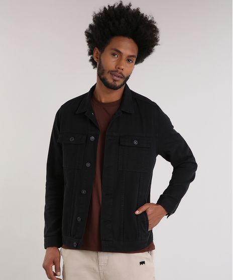 Jaqueta-de-Sarja-Masculina-LAB-Trucker-com-Estampa-Preta-9203956-Preto_1