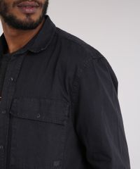 Camisa-de-Sarja-Masculina-LAB-com-Bolsos-Preta-9216448-Preto_4