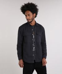 Camisa-de-Sarja-Masculina-LAB-com-Bolsos-Preta-9216448-Preto_5