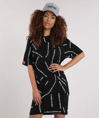 Vestido-Camiseta-Feminino-LAB-Estampado-de-Frases-Manga-Curta-Preto-9225992-Preto_1