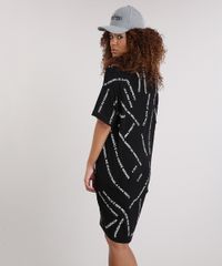 Vestido-Camiseta-Feminino-LAB-Estampado-de-Frases-Manga-Curta-Preto-9225992-Preto_2