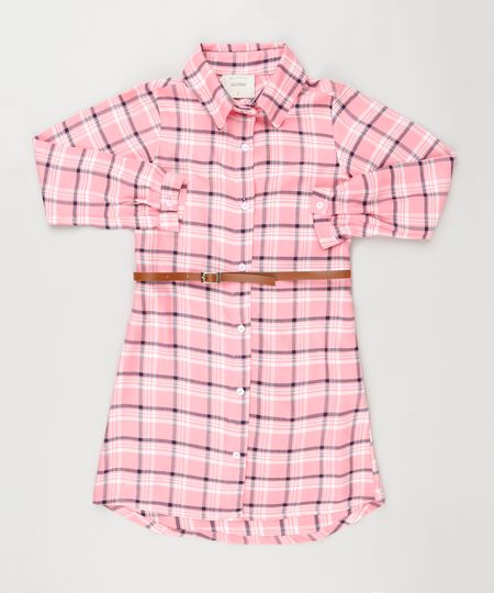 Vestido-Chemise-Xadrez-Manga-Longa-com-Cinto-Rosa-9170670-Rosa_1 Vestido-Chemise-Xadrez-Manga-Longa-com-Cinto-Rosa-9170670-Rosa_1