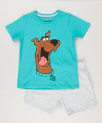 Conjunto-Infantil-de-Camiseta-Manga-Curta-Verde---Bermuda-Scooby-Doo-Cinza-Mescla-8829425-Cinza_Mescla_1