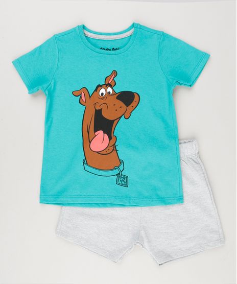 Conjunto-Infantil-de-Camiseta-Manga-Curta-Verde---Bermuda-Scooby-Doo-Cinza-Mescla-8829425-Cinza_Mescla_1