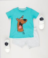 Conjunto-Infantil-de-Camiseta-Manga-Curta-Verde---Bermuda-Scooby-Doo-Cinza-Mescla-8829425-Cinza_Mescla_3