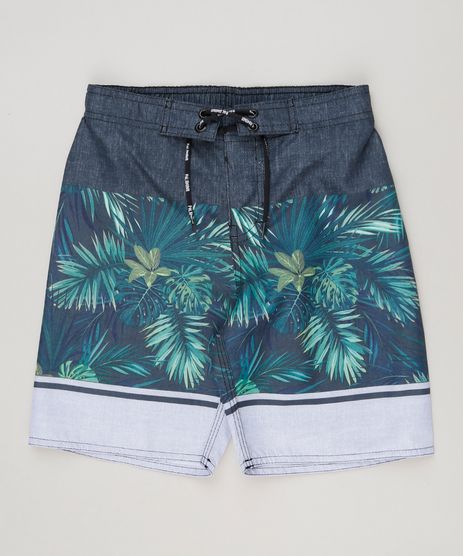Bermuda-Surf-Infantil-com-Estampa-de-Folhagens-e-Cordao-Azul-9231758-Azul_1