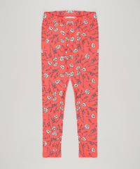 Calca-Legging-Infantil-Estampada-Floral-em-Algodao---Sustentavel-Coral-9222731-Coral_1