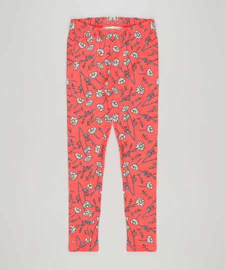 Calca-Legging-Infantil-Estampada-Floral-em-Algodao---Sustentavel-Coral-9222731-Coral_1