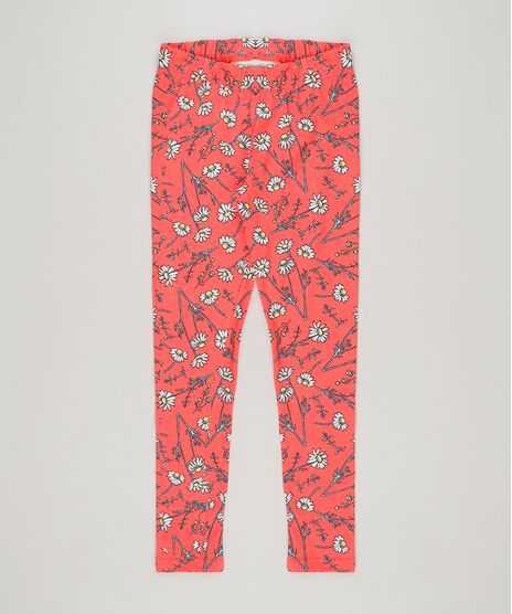 Calca-Legging-Infantil-Estampada-Floral-em-Algodao---Sustentavel-Coral-9222731-Coral_1