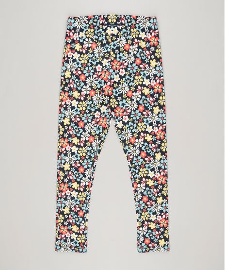 Calca-Legging-Infantil-Estampada-Floral-em-Algodao---Sustentavel-Azul-Marinho-9222730-Azul_Marinho_1