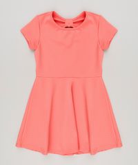 Vestido-Infantil-em-Jacquard-com-Recorte-Manga-Curta-Coral-9225852-Coral_1