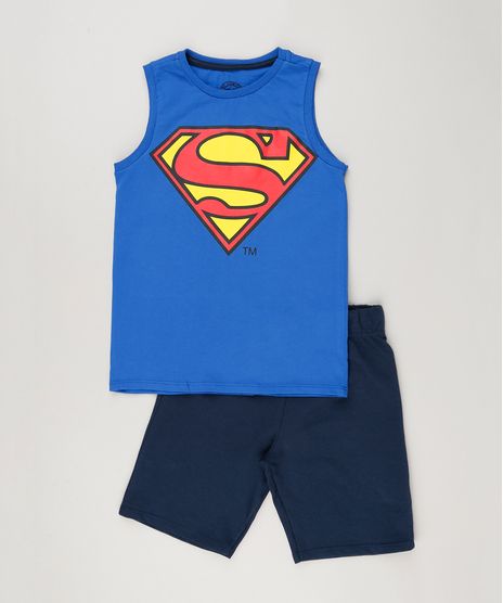Conjunto-Infantil-de-Regata-Azul-Royal---Bermuda-Super-Homem-em-Moletom-de-Algodao---Sustentavel-Azul-Marinho-9223005-Azul_Marinho_1