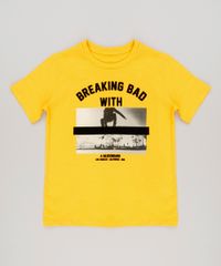 Camiseta-Infantil--Skateboard--Manga-Curta-Gola-Careca-em-Algodao---Sustentavel-Amarela-9227521-Amarelo_1